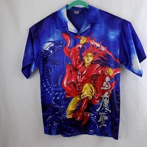 Trust Mens Size L Blue Button-Down Shirt Asia